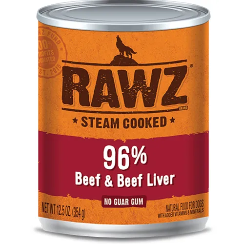 RAWZ 96% Beef and Beef Liver Canned Dog Food