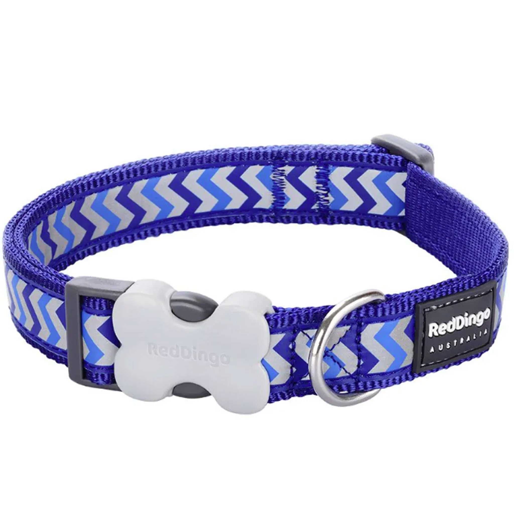 Red Dingo Dark Blue Reflective Ziggy Dog Collar
