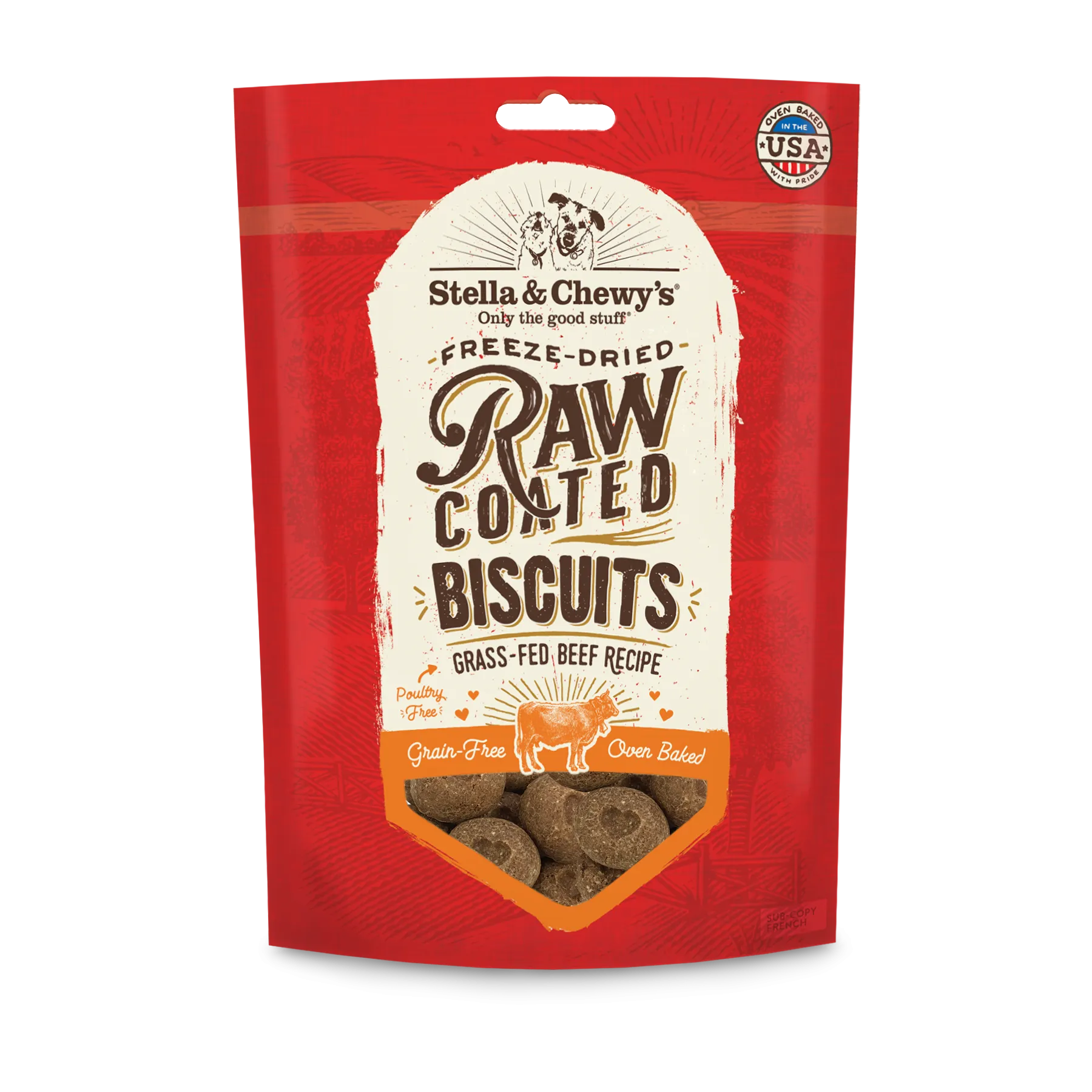 Stella & Chewy's Raw Coated Biscuits Grass Fed Beef Recipe Dog Treats