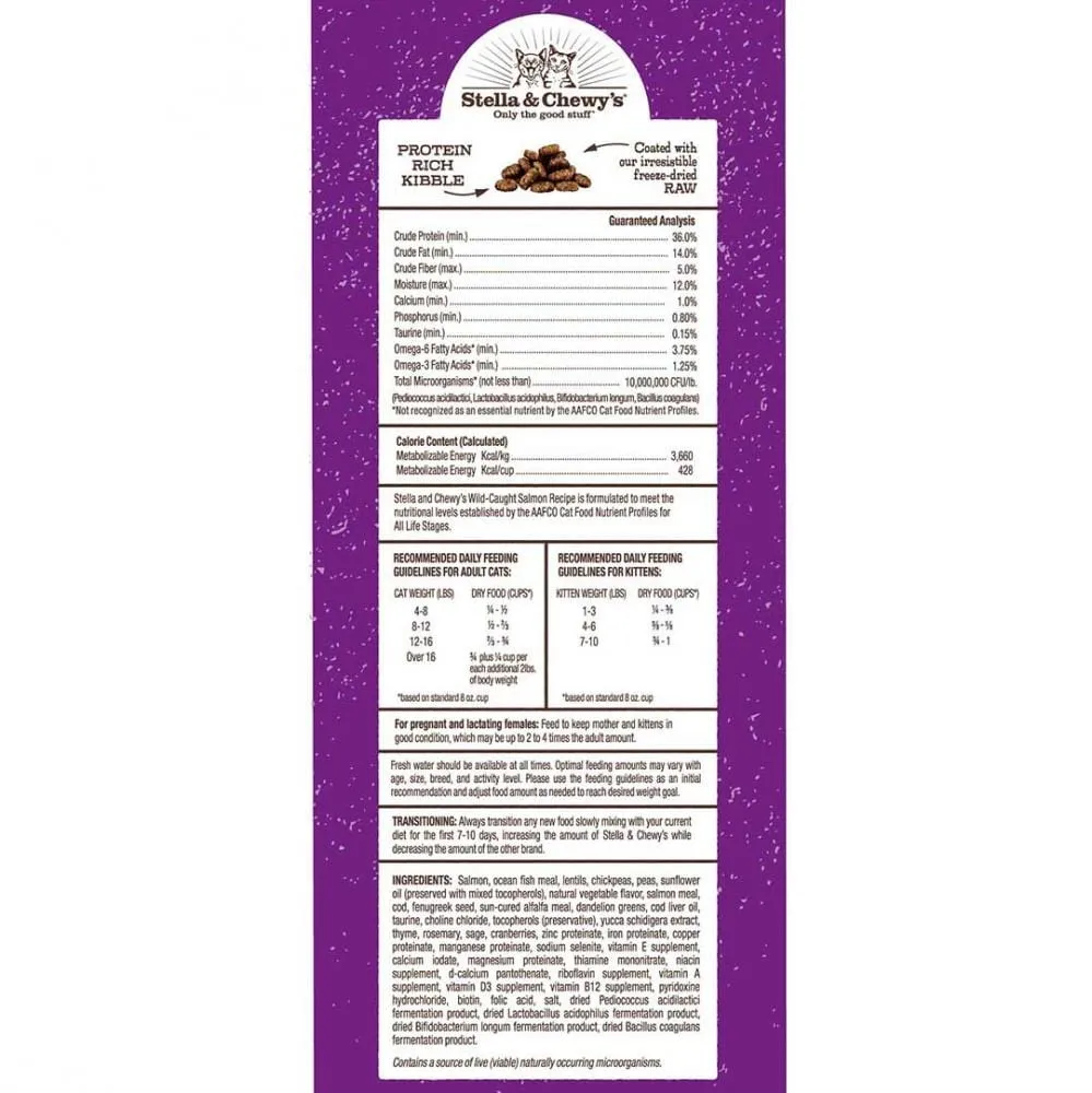 Stella & Chewy's Raw Coated Kibble Wild Caught Salmon Recipe Dry Cat Food
