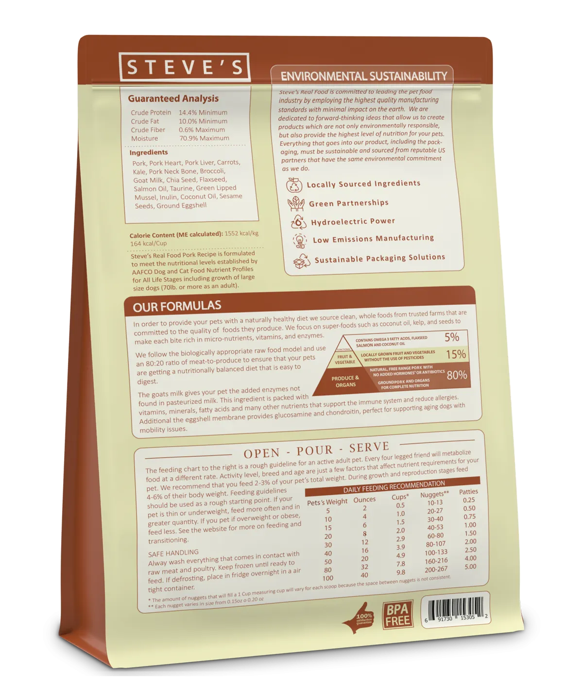 Steve's Real Food Raw Frozen Pork Diet Food for Dogs & Cats