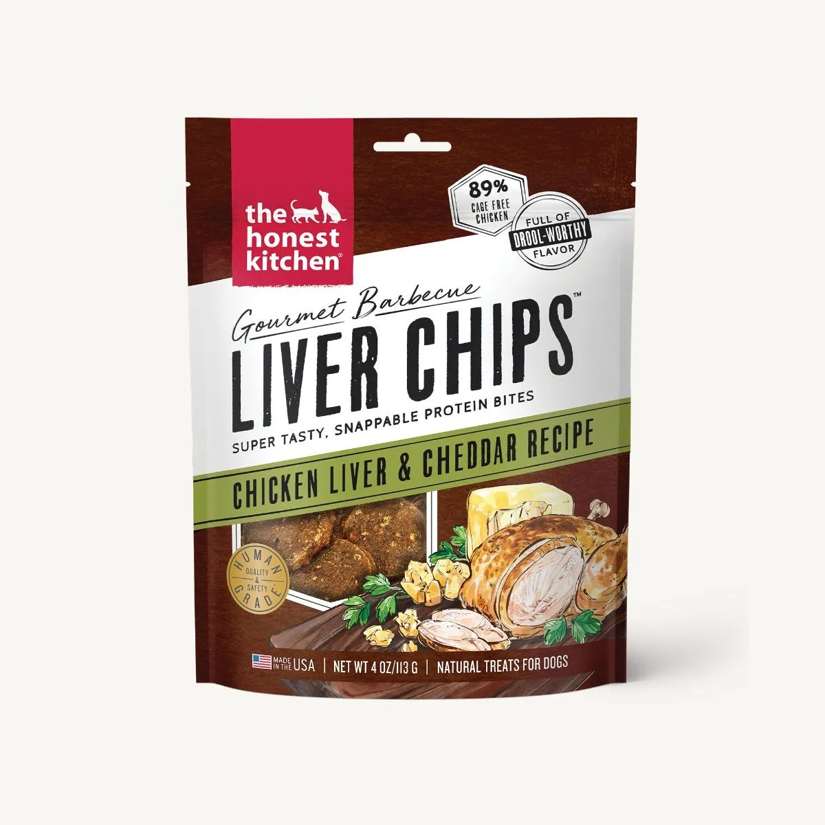 The Honest Kitchen Chicken Liver & Cheddar Recipe Gourmet Barbecue Liver Chips For Dogs