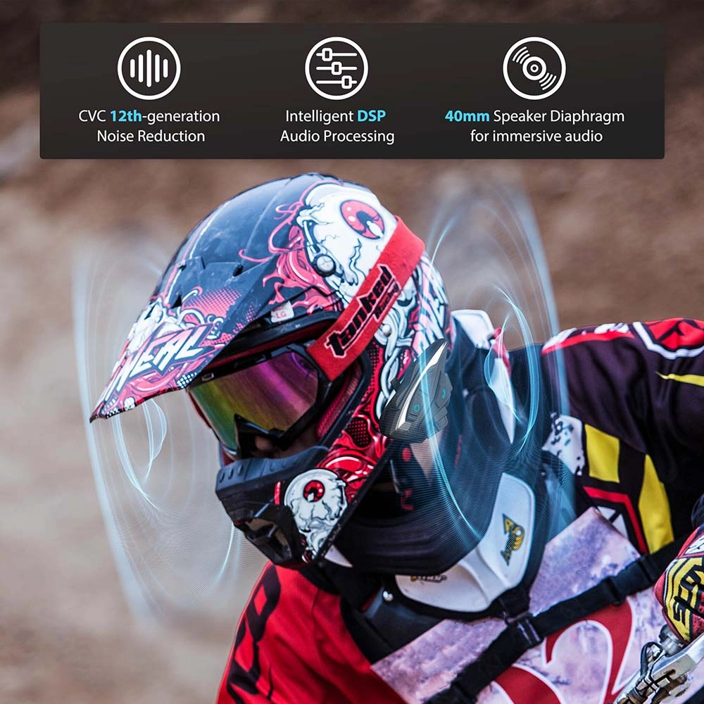 TheLAShop Motorcycle Helmet Bluetooth Headset Intercom FM Radio 2 Riders