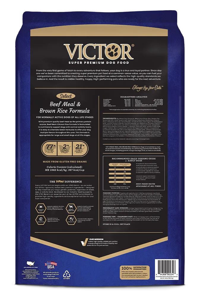 Victor Select Beef Meal & Brown Rice Formula Dry Dog Food