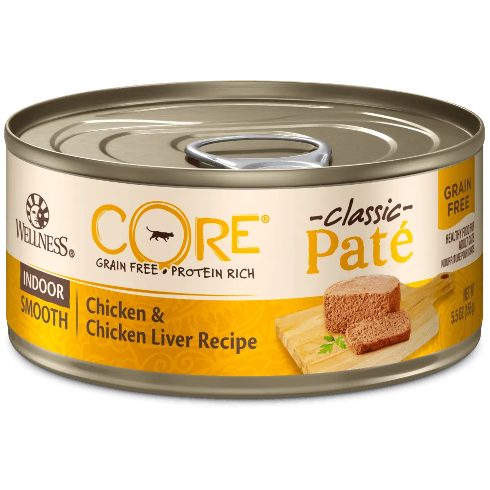 Wellness CORE Natural Grain Free Indoor Chicken and Chicken Liver Smooth Pate Wet Canned Cat Food