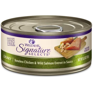Wellness Signature Selects Grain Free Natural White Meat Chicken and Wild Salmon Entree in Sauce Wet Canned Cat Food