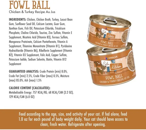 Weruva Fowl Ball Chicken and Turkey Recipe Canned Cat Food