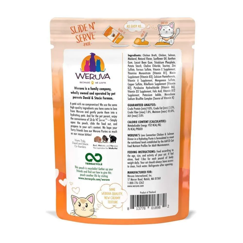 Weruva Slide N' Serve Grain Free Love Connection Chicken & Salmon Dinner Wet Cat Food Pouch Single
