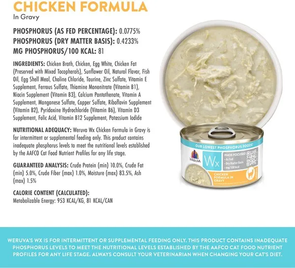 Weruva Wx Phos Focused Chicken Formula in Gravy Grain-Free Wet Cat Food
